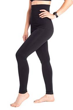 MAMARELLA Seamless Postpartum Shaping Leggings mit hohem Bund schwarz L/XL, sanfte Kompression unterstützt die Rückbildung, nahtlos & figurformend, hoher Tragekomfort nach der Geburt von MAMARELLA