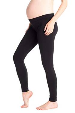 MAMARELLA Seamless Umstandsleggings mit Unterbauchbund schwarz, nahtlose & blickdichte Leggings während und nach der Schwangerschaft, figurformend und stützend, für Sport & Freizeit (L/XL) von MAMARELLA