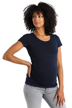 MAMARELLA Stillshirt Kurzarm aus Baumwolle GOTS Navy, Umstandsshirt mit Stillfunktion für die Schwangerschaft & Stillzeit, Doppellagiges Design für diskretes Stillen, weich & pflegeleicht (XL) von MAMARELLA