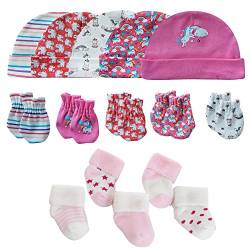 MAMIMAKA Baby Caps Handschuhe und dicke warme Socken Baumwolle Neugeborene Essentials Zubehör (Hüte+Handschuhe+Terry Socken),0-6 Monate von MAMIMAKA