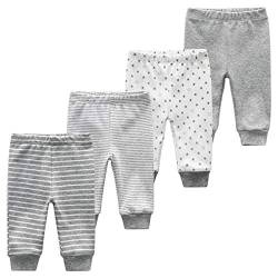 MAMIMAKA Baby Pants Baby Trousers Adjustable Baby Long Pants for Newborn Boys and Girl 4-Pack (Baby-Hose-4, 6-9 Monate) von MAMIMAKA