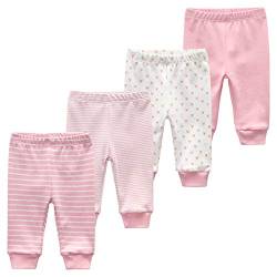 MAMIMAKA Baby Pants Baby Trousers Adjustable Baby Long Pants for Newborn Boys and Girl 4-Pack (Baby-hose-1, 0-3 Monate) von MAMIMAKA