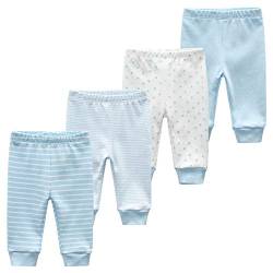 MAMIMAKA Baby Pants Baby Trousers Adjustable Baby Long Pants for Newborn Boys and Girl 4-Pack (Baby-hose-3, 0-3 Monate) von MAMIMAKA