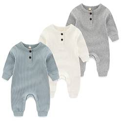 MAMIMAKA Baby-Strampler für Neugeborene, Baumwolle, ohne Fuß, für 0–18 Monate, 3 Stück, Dreiteiliges Set - 7, 50 von MAMIMAKA
