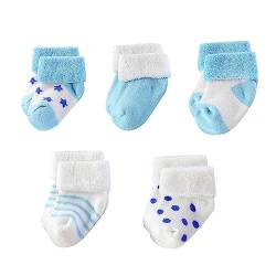 MAMIMAKA Unisex Baby Terry Socken 5-Pack für Baby Boy und Mädchen 0-12 Monate warme Baumwolle Socken von MAMIMAKA