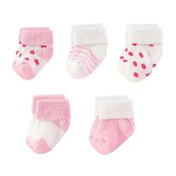 MAMIMAKA Unisex Baby Terry Socken 5-Pack für Baby Boy und Mädchen 0-12 Monate warme Baumwolle Socken von MAMIMAKA
