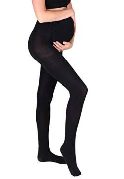 MAMSY Blickdichte Umstandsstrumpfhose 100den supermatt, Made in Italy, Schwarz, S von MAMSY