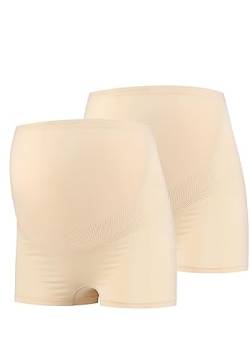 MAMSY Women's 2-Pack Maternity Boxershorts Boxer Shorts, Beige, M-L (2er Pack) von MAMSY