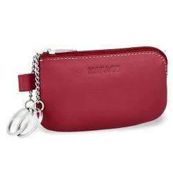 MANAGE Leder Schlüsseletui Rot mit Münzfach und Schlüsselring - Schlüsselmäppchen mit Reißverschluss Damen und Herren für Schlüssel Autoschlüssel - keychain Schlüsseltasche Rot von MANAGE