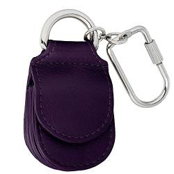 MANAGE Schlüsselanhänger Leder Lilaz für Münzen Schlüssel Schlüsselring Karabiner - Keychain Autoschlüsselanhänger klein Echtleder Damen Herren mini kleingeldbörse (Lila) von MANAGE