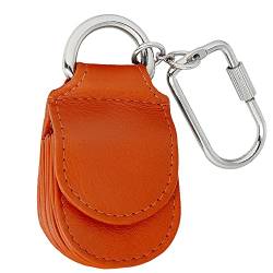 MANAGE Schlüsselanhänger Leder Orange für Münzen Schlüssel Schlüsselring Karabiner - Keychain Autoschlüsselanhänger klein Echtleder Damen Herren mini kleingeldbörse (Orange) von MANAGE