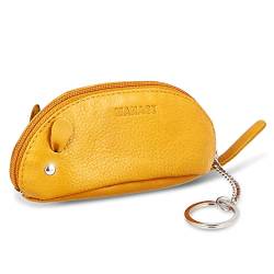 MANAGE Schlüsselmaus Schlüsseletui Gelb aus Echtleder - Schlüsselanhänger Schlüsseltasche für Damen Herren Kinder - Gadget Schlüsselmäppchen Leder groß Geschenk keychain (Gelb) von MANAGE