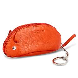 MANAGE Schlüsselmaus Schlüsseletui Orange aus Echtleder - Schlüsselanhänger Schlüsseltasche für Damen Herren Kinder - Gadget Schlüsselmäppchen Leder groß Geschenk keychain (Orange) von MANAGE