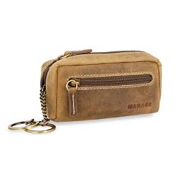 MANAGE XXL Schlüsseltasche Leder Braun für Damen und Herren - Schlüsseltasche mit Münzfach - echtleder Schlüsseletui Schlüsselmäppchen keychain Unisex Schlüssel Autoschlüssel Hunter Braun von MANAGE