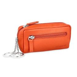 MANAGE XXL Schlüsseltasche Leder Orange für Damen und Herren - Schlüsseltasche mit Münzfach - echtleder Schlüsseletui Schlüsselmäppchen keychain Unisex Schlüssel Autoschlüssel Orange von MANAGE