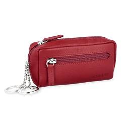 MANAGE XXL Schlüsseltasche Leder Rot für Damen und Herren - Schlüsseltasche mit Münzfach - echtleder Schlüsseletui Schlüsselmäppchen keychain Unisex Schlüssel Autoschlüssel Rot von MANAGE