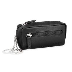 MANAGE XXL Schlüsseltasche Leder Schwarz für Damen und Herren - Schlüsseltasche mit Münzfach - echtleder Schlüsseletui Schlüsselmäppchen keychain Unisex Schlüssel Autoschlüssel Schwarz von MANAGE