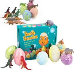 Badeei Set, 6pcs Badekugel Jurassic Badekugeln Schaumbad Kinder mit Dinosaurierspielzeug Badesalz Kugel, Natürliche Pflanzenessenz, Badespielzeug Geeignet für Kinder, Badeschaum für Erwachsene von MANBOC