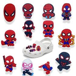 MANBOC Cartoon-Schuh-Dekoration, 24 Stück Gummi Schuh Charms für Kinder Dekoration Schuhspitzen Spinnenheld- Abnehmbar von MANBOC