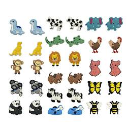 MANBOC Cartoon Schuh Dekoration, 32 Stück PVC Shoe Charms Schuh Charms für Kinder Zoo Dekoration, Entzückendes Tier Schuhspitzen, Zierschnallen für Schuhe und Thermobecher- Wiederverwendbar von MANBOC