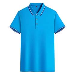 Damen/Herren Golf Poloshirt Kurzarm Arbeitsshirt, Schnelltrocknend Atmungsaktiv Team Shirts, Blau 2XL von MANBOZIXi