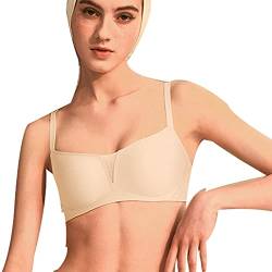 MANBOZIXi Damen BH Volle Tasse ohne Nähte Abnehmbare Pads Triangle Bra Atmungsaktiv und Bequem Bralette Beige XL 80C/85B/85C von MANBOZIXi