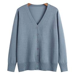 MANBOZIXi Damen Strickjacke Sommer Leicht Elegant Cardigan, Blau-Grau 2XL von MANBOZIXi