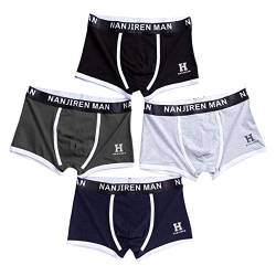 MANBOZIXi Herren Boxershorts Herren Baumwolle Unterhosen Basic Boxer 4er Pack (Schwarz Blau Grün Grau XL) von MANBOZIXi