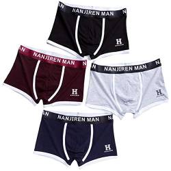 MANBOZIXi Herren Boxershorts Herren Baumwolle Unterhosen Basic Boxer 4er Pack (Schwarz Blau Rot Grau XL) von MANBOZIXi