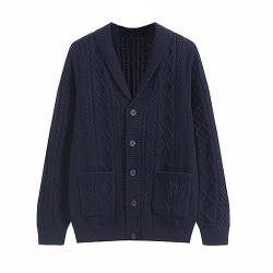 MANBOZIXi Strickjacke Herren Herbst Winter, Herren Cardigan Grobstrick, Langarm Strickjacke Herren Warm, Blau L von MANBOZIXi