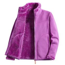 MANBOZIXi Sweatjacke mit Reißverschluss Damen Sweatshirt ohne Kapuze, Fuchsia XL von MANBOZIXi