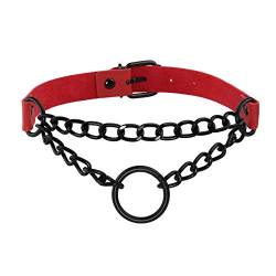 MANFNEE PU Leder Choker Punk Goth Emo Circle Kette Choker Halsband Halskette für Frauen Männer verstellbar von MANFNEE