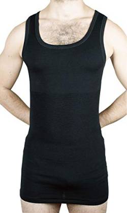 MANIFATTURA BERNINA Form 1008 (Größe 7 Schwarz) - Unterhemd ärmellos aus Wolle und Baumwolle mit eingearbeiteten Lendenband für den Mann von MANIFATTURA BERNINA