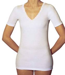 MANIFATTURA BERNINA Velan 40201 (Größe 5) - Thermo Unterhemd Kurzarm für Frauen mit V-Ausschnitt aus Wolle und Baumwolle von MANIFATTURA BERNINA