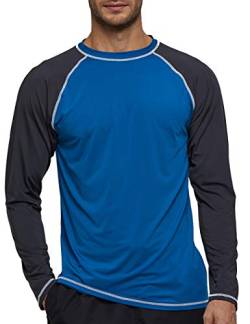 Langarmshirt Herren UV-Schutz UPF 50+ Männer Schnelltrocknendes Longsleeve Rash Guard Stretch Langarm T-Shirt Herren Lässige Schwimmshirt Surf Laufen Angeln Wandern Blau M von MANLUODANNI