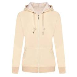 MANLUODANNI Damen Sweatjacke Kapuzenjacke Fleecejacke Kapuzenpullover Hoodie Baumwolle Sweatshirtjacke Pullover Kapuzensweatshirt mit Fleecefutter Khaki L von MANLUODANNI