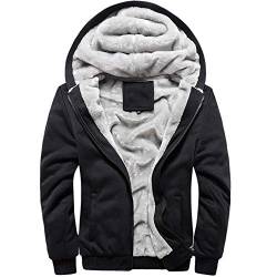 MANLUODANNI Herren Casual Hoodies Dicke Wolle Warme Winterjacke Mäntel, W11schwarz, Large von MANLUODANNI