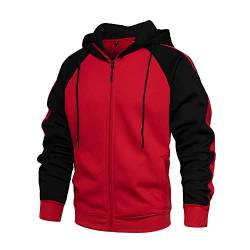 MANLUODANNI Herren Hoodie Kapuzenjacke Kapuzenpullover Sweatjacke Männer Sweat Hoodies Pulli mit Kapuze Rot XXL von MANLUODANNI