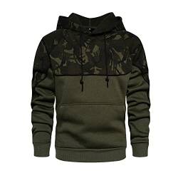 MANLUODANNI Herren Tarnung Hoodie Kapuzenpullover Männer Langarm Sweatjacke Sweat Hoodies Pulli mit Kapuze Farbblock Grün M von MANLUODANNI