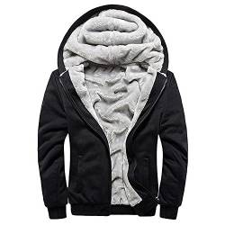 MANLUODANNI Hoodie Herren, Kapuzenpullover Herren mit Tasche Dicker Pullover Jacke Sweatjacke Kapuzenjacke Sweater Casual Kapuzenpulli mit Imitat-Vlies Schwarz L von MANLUODANNI