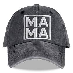 MANMESH HATT Mama Hut für Frauen, Vintage Washed Embroidered Mom Life Mommy Baseball Cap für Mama Oma, Schwarz, Einheitsgröße von MANMESH HATT
