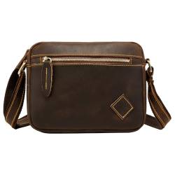 MANNUOSI Herren Schultertaschen Multifunktionale Vintage Casual Unisex One Shoulder Messenger Bag Dunkelbraun von MANNUOSI