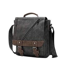 MANNUOSI Herren Schultertaschen Retro Hohe Kapazität PU-Leder Umhängetasche Tasche Handtasche Grau - Kaffee braun von MANNUOSI