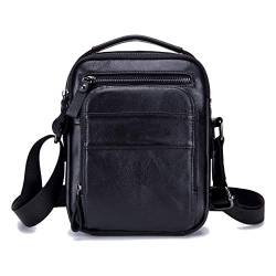 MANNUOSI Herren Schultertaschen business freizeit reise Henkeltaschen leder vintage Handtaschen Schwarz A von MANNUOSI