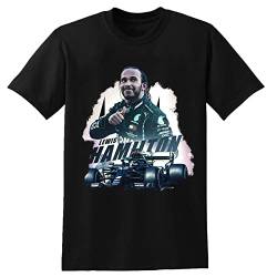 Lewis Hamilton T-Shirt Racing Driver Car Racers Speed Retro Gifts Shirt Top Unisex Tee Black M von MANSU