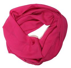 MANUMAR Loop-Schal für Damen einfarbig | feines Hals-Tuch in Pink als perfektes Herbst Winter Accessoire | Schlauch-Schal | Damen-Schal | Rund-Schal | Geschenkidee für Frauen und Mädchen von MANUMAR