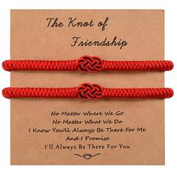 MANVEN 2PCS Bester Freund Armband Handgestricktes Glücksschutzarmband Freundschaftsarmband für große Entfernungen Für beste Freunde, Schwestern, Frauen, Männer (Rot) von MANVEN