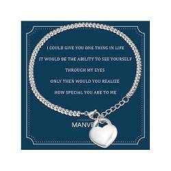 MANVEN Herz Damen Armband Edelstahl Silber Beads Armband Schmuck Geschenk für Freundin Bestie Freundin Verlobte für Sie von MANVEN