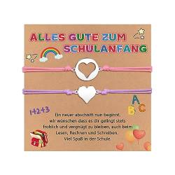 MANVEN Mädchen Armband Schulanfang Geschenke Schulanfänger Schmuck Armbänder Geflochtenes Herz für Frauen Mutter Tochter Geschenk Einschulung Mädchen Deko Geburtstagsgeschenke Schulkind 2023 von MANVEN