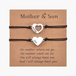 MANVEN Mutter Sohn Armband Geschenk für Mutter und Sohn Geburtstagsgeschenk für Mutter Herz Armband für Damen Jungen Passende Armbänder Set 2 Mama und mir Schmuck von MANVEN